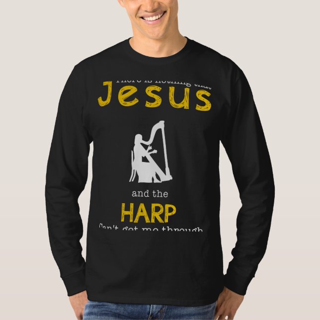 "Divine Resonance": Jesus & Harp - Funny Slogan T Shirt (Framsida)