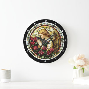 Divine Ro Prayer Stached Glass Angel Stor Klocka