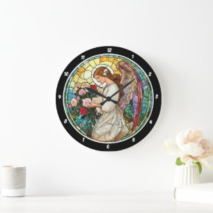 Divine Ro Radiance Stached Glass Angel Wall Stor Klocka