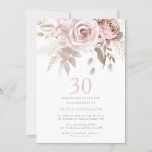 Divine Rosa ros 30års födelsedag Party Inbjudningar