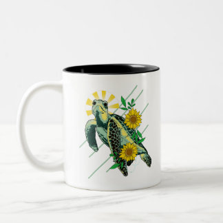 Divine Sea Turtle Sunblomma Två-Tonad Mugg