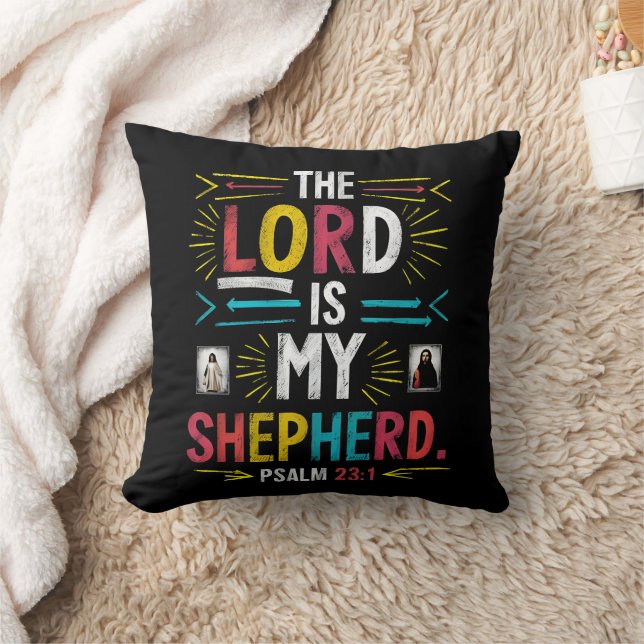 Divine Shepherd: Bible Verse Art Kudde (Filt)