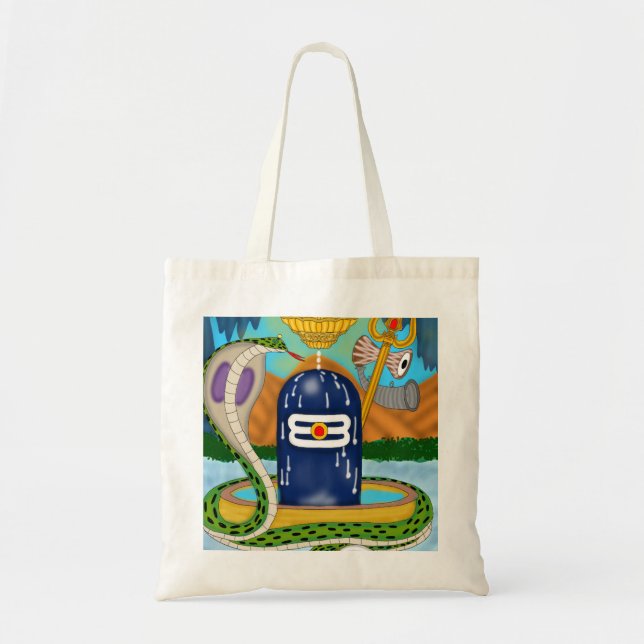 Divine Shivlingam Tote Bag – Spiritual Vibes Every Tygkasse (Framsidan)