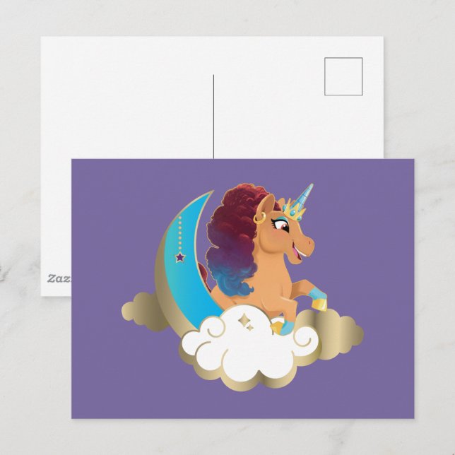 Divine the Unicorn | Måne & moln Vykort (Fram/baksida)