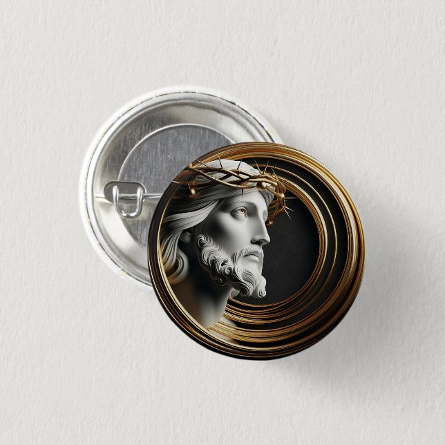 Divine Touch Ceramic Jesus tittar i himlen Knapp (Framsida & baksida)