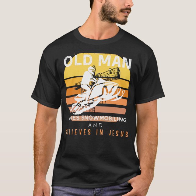 Divine Trading: Grumpy Old Mans Jesus Ride on Snow T Shirt (Framsida)