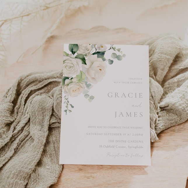 Divine Vit ros All Seasons Bröllop Inbjudningar (Skapare uppladdad)