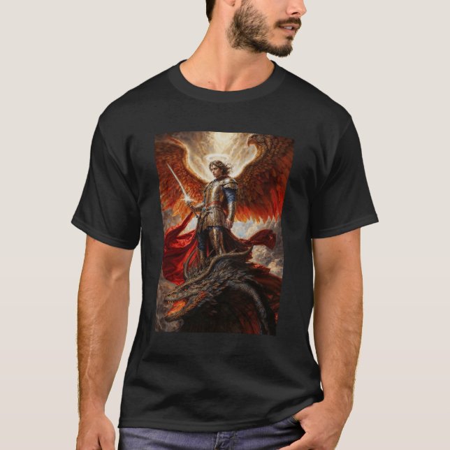 Divine Warrior Archangel Michael T Shirt (Framsida)