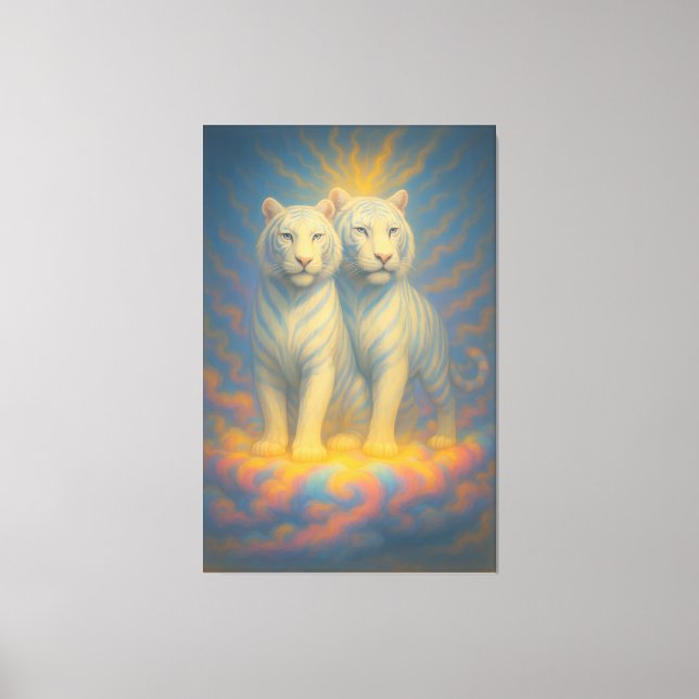 Divine White Tiger Royals – Twin Guardians of the  Canvastryck (Framsida)