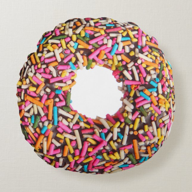 Divinely Decadadent Doughnut Sprinkles back Rund Kudde (Framsidan)