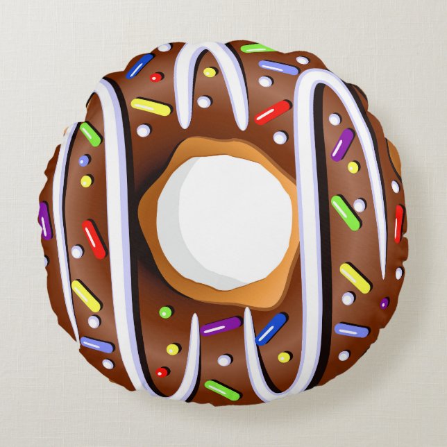 Divinely Decadadent Doughnut - Sprinkles Back Rund Kudde (Framsidan)
