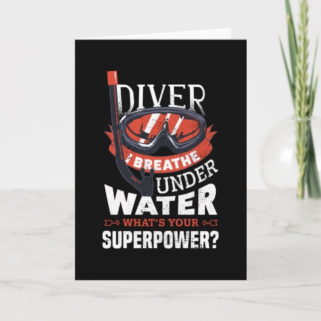 Diving Breathe Underwater Gift for Diver Kort (Framsida)