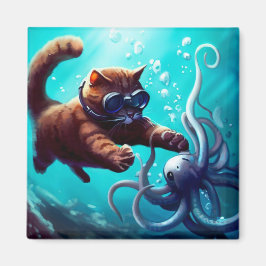 Diving Cat Magnet