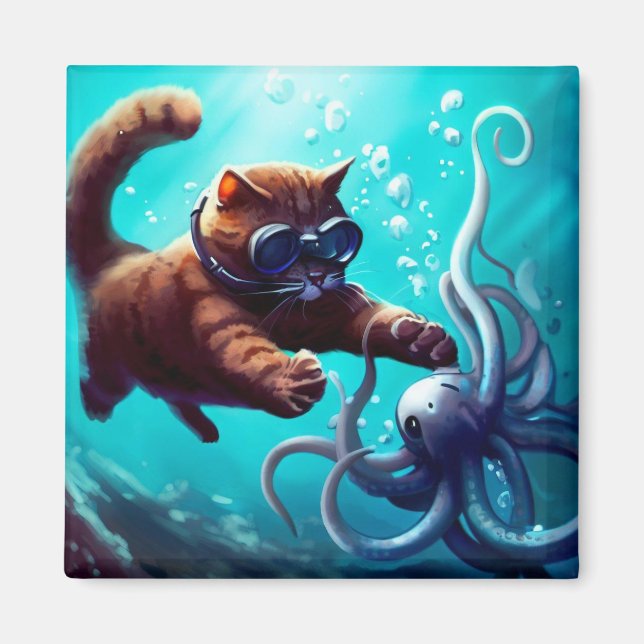 Diving Cat Magnet (Framsidan)
