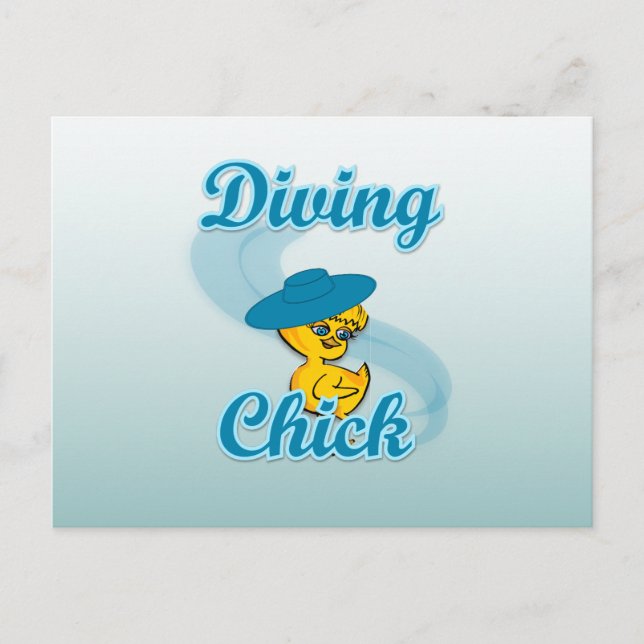 Diving Chick #3 Vykort (Framsida)