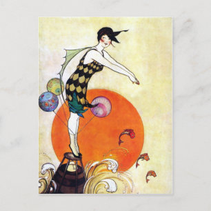 Diving Flapper Girl Vykort