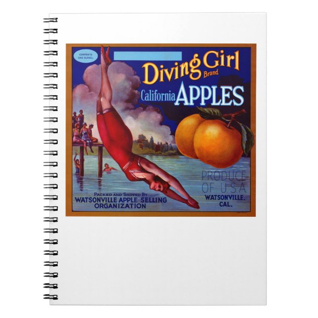 Diving Girl California Apples Anteckningsbok Med Spiral (Framsidan)