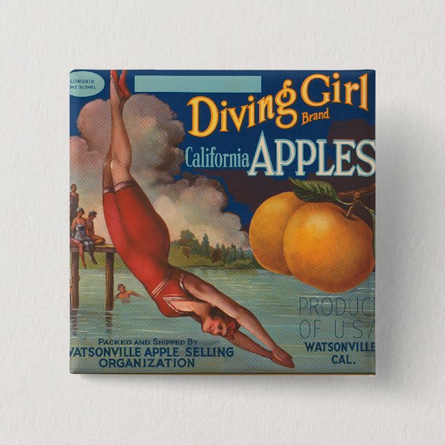 Diving Girl California Apples Knapp (Framsida)