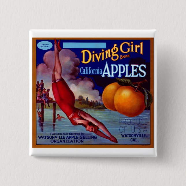 Diving Girl California Apples Knapp (Framsida)