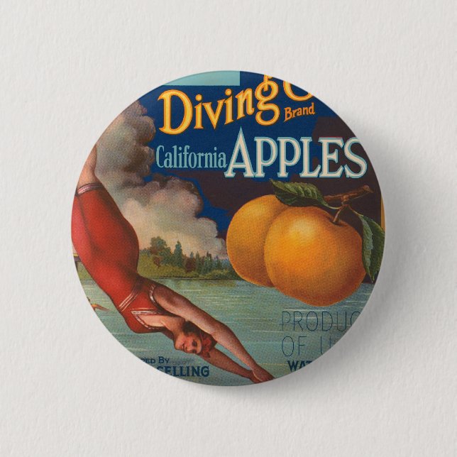 Diving Girl California Apples Knapp (Framsida)