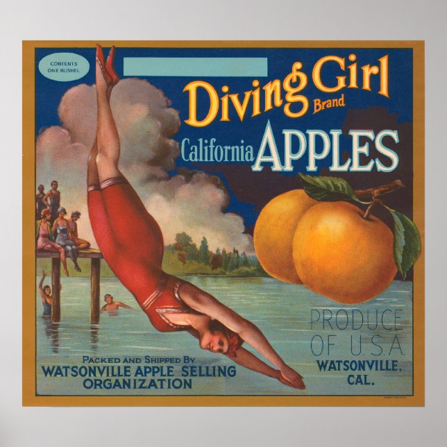 Diving Girl California Apples Poster (Framsidan)