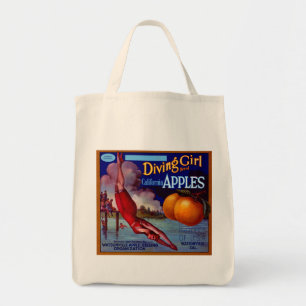 Diving Girl California Apples Tygkasse
