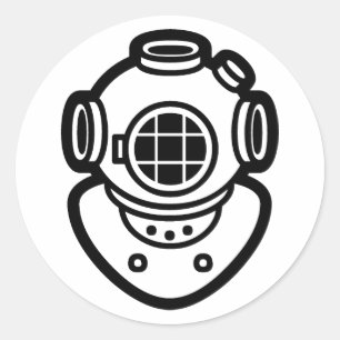 Diving Helmet Runt Klistermärke