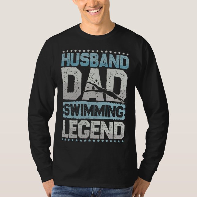 Diving Husband Dad Swimming Legend Swimming Men T Shirt (Framsida)
