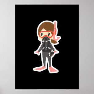 Diving I Kärlek Snorkeling Swimming Girl Kids Poster