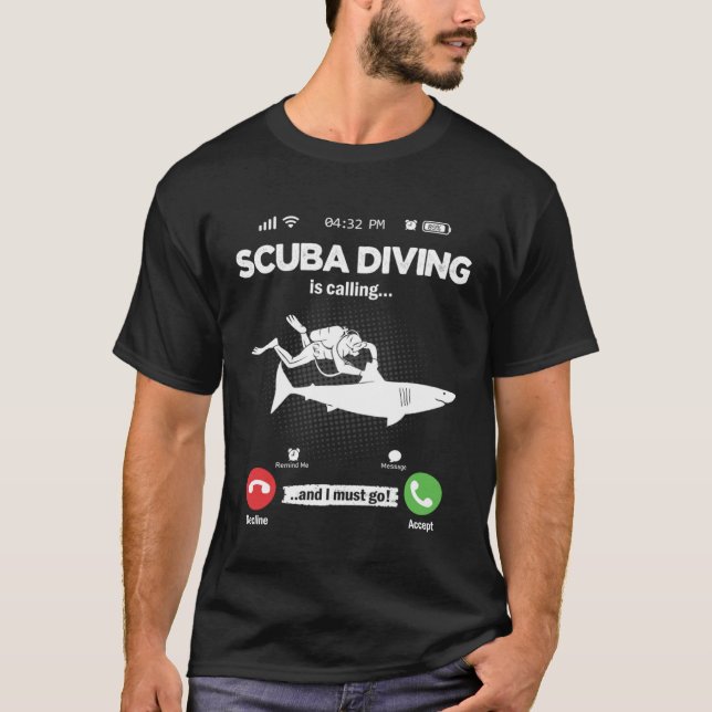 Diving Is Calling I Must Go Snorkeling Hobby Divin T Shirt (Framsida)