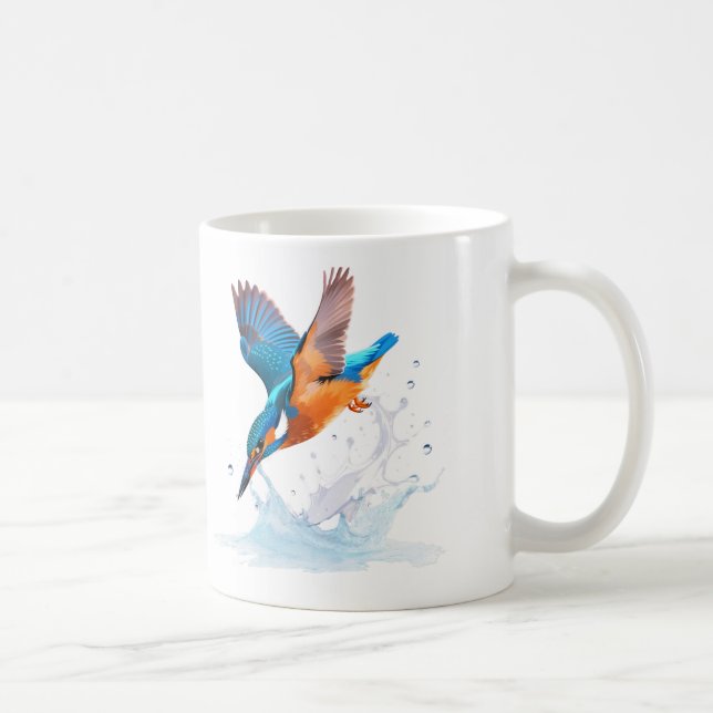 Diving Kingfisher Vibrant Wildlife Art Kaffemugg (Höger)