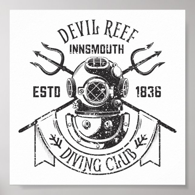 Diving Klubb Innsmouth Lovecraftian Poster (Framsidan)