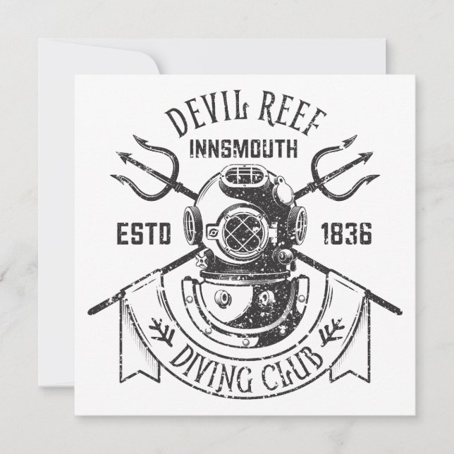 Diving Klubb Innsmouth Lovecraftian T-Shirt Inbjudningar (Framsida)