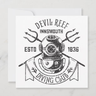 Diving Klubb Innsmouth Lovecraftian T-Shirt Inbjudningar