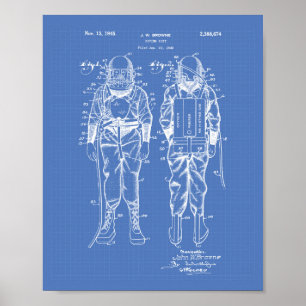 Diving Kostym 1945 Patent Art Blueprint Poster
