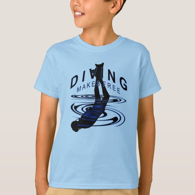 Diving Makes Free - Taucher Logo T Shirt (Framsida)