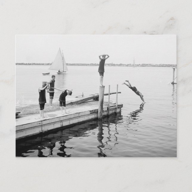 Diving Off the Pier, 1904 Vykort (Framsida)