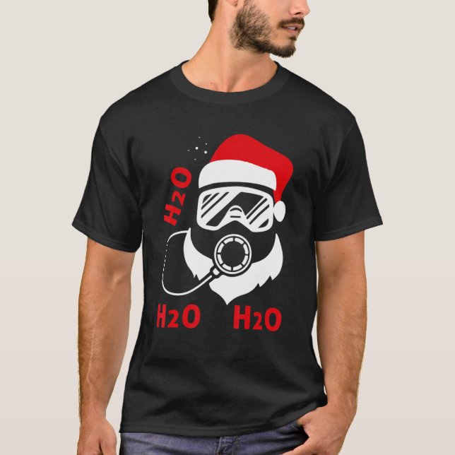 Diving Santa H2o H2o H2o  Christmas Dive Xmas T Shirt (Framsida)