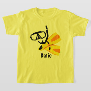 Diving Snorkel Fins Anpassningsbar Girls Kids T-Sh T Shirt