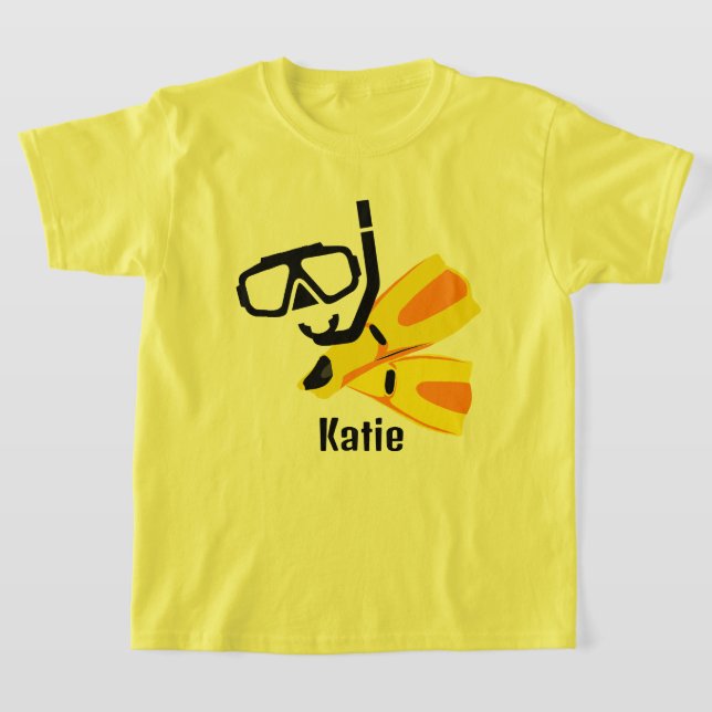 Diving Snorkel Fins Anpassningsbar Girls Kids T-Sh T Shirt (Laydown)