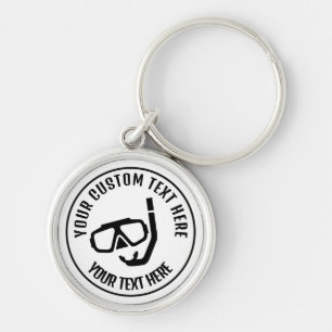 Diving Snorkel Icon Anpassningsbar Keychain Rund Silverfärgad Nyckelring
