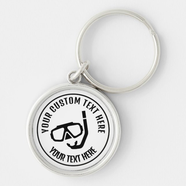 Diving Snorkel Icon Anpassningsbar Keychain Rund Silverfärgad Nyckelring (Framsidan)