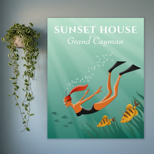 Diving Snorkeling Girl Undersea Sol Rays Poster (Skapare uppladdad)
