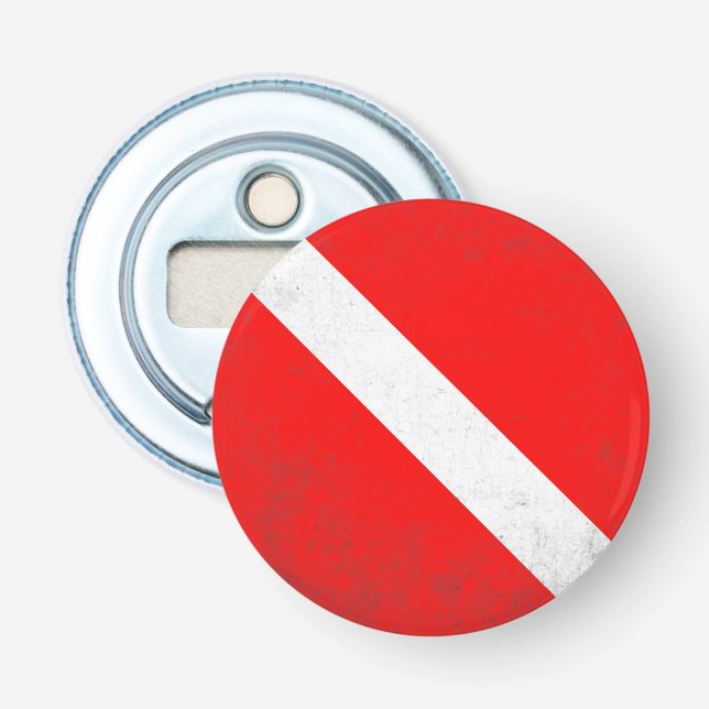 Diving sport, American Diver Down Flagga SCUBA Flasköppnare (Framsidan)