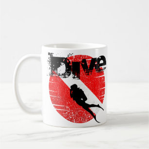 Diving sport, American Diver Down Flagga SCUBA Kaffemugg