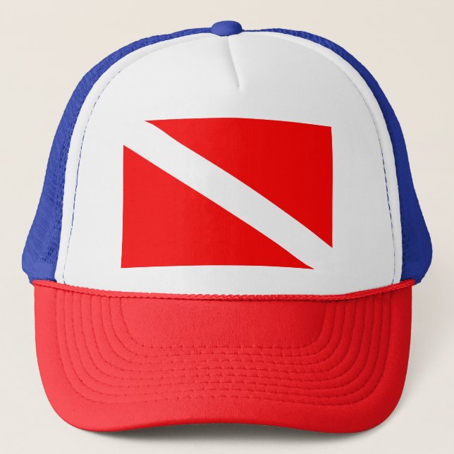 Diving sport, American Diver Down Flagga SCUBA Keps (Framsida)