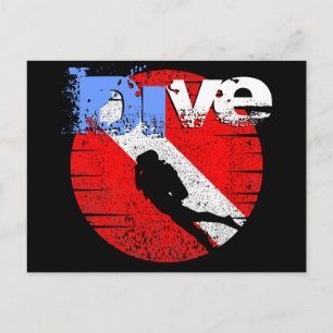Diving sport, American Diver Down Flagga SCUBA Vykort