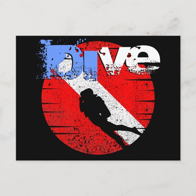 Diving sport, American Diver Down Flagga SCUBA Vykort (Framsida)