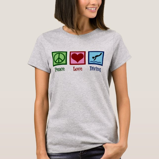 Diving Team Peace Kärlek Diving T Shirt (Framsida)