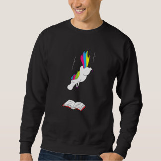 Diving till Bok Unicorn Reading Lång Ärmad Tröja